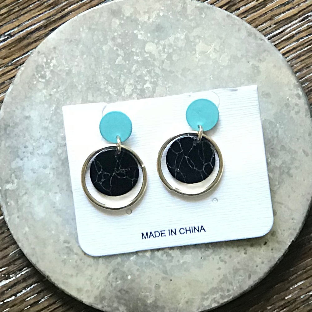 marble gold hoop earrings
